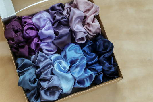 Pack of 6, Same Colors As Pic | Luxury Premium Satin Silk Scrunchie - Regular size | Hair Accessories | Ponytail scrunchie  | Gentle Hair Tie | gift for her | healthy hair (Copy)