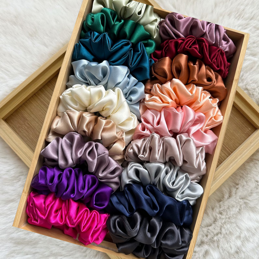 Pack of 18, Same Colors As Pic | Luxury Premium Satin Silk Scrunchie - Regular size | Hair Accessories | Ponytail scrunchie  | Gentle Hair Tie | gift for her | healthy hair